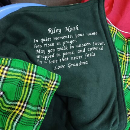 Personalized Green Fleece Blanket – Custom Embroidered Gift in Kenya