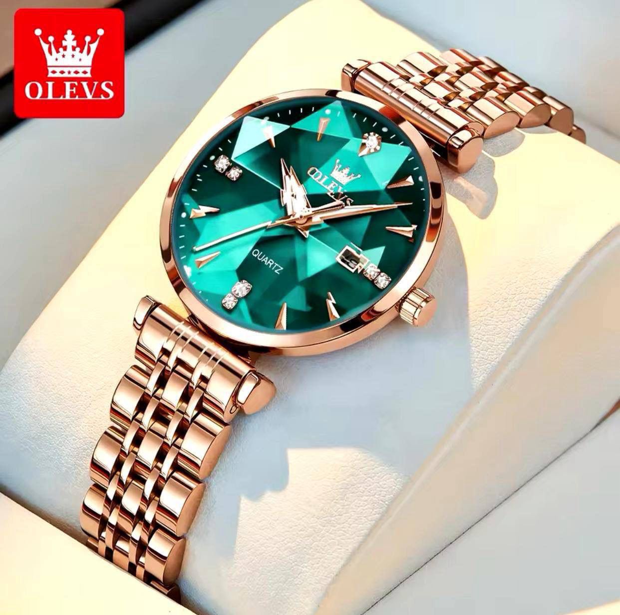 WhatsApp Image 2026-07-29 at 11.22.01 OLEVS Women's Rose Gold Quartz Watch | Luxury Diamond Dial Stainless Steel Watch - Image 1