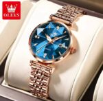 OLEVS Women's Rose Gold Quartz Watch | Luxury Diamond Dial Stainless Steel Watch - Image 4