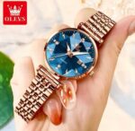 OLEVS Women's Rose Gold Quartz Watch | Luxury Diamond Dial Stainless Steel Watch - Image 2