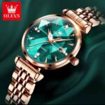 OLEVS Women's Rose Gold Quartz Watch | Luxury Diamond Dial Stainless Steel Watch - Image 3