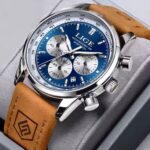 LIGE Men's Chronograph Leather Watch | Blue Dial Quartz Watch