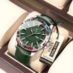Poedagar Men's Leather Strap Quartz Watch with Day Date Display Poedagar Men's Leather Strap Watch