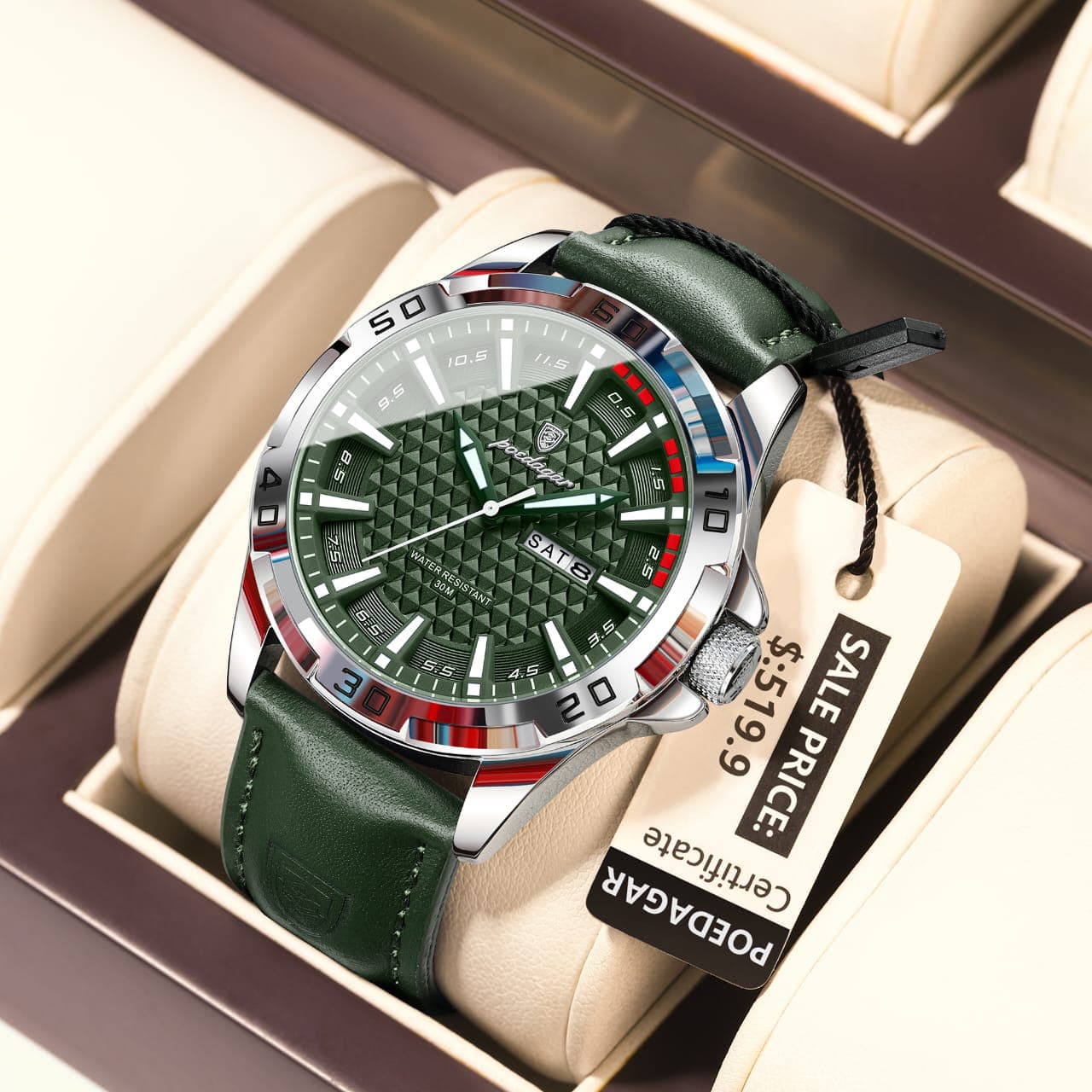 WhatsApp Image 2026-07-29 at 18.16.06 Poedagar Men's Leather Strap Quartz Watch with Day Date Display Poedagar Men's Leather Strap Watch - Image 1