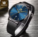 OLEVS Men's Mesh Strap Quartz Watch | Slim Analog Wrist Watch - Image 2