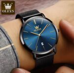 OLEVS Men's Mesh Strap Quartz Watch | Slim Analog Wrist Watch - Image 3
