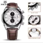 MEGIR Men's Leather Chronograph Quartz Watch – Multifunction Analog Wrist Watch - Image 2