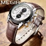 MEGIR Men's Leather Chronograph Quartz Watch – Multifunction Analog Wrist Watch - Image 3