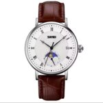 SKMEI Men's Classic Leather Quartz Watch – Classic Analog Watch with Leather Strap & Date Display