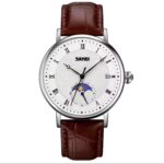 SKMEI Men's Classic Leather Quartz Watch – Classic Analog Watch with Leather Strap & Date Display