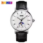 SKMEI Men's Classic Leather Quartz Watch – Classic Analog Watch with Leather Strap & Date Display - Image 4