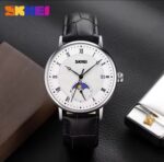 SKMEI Men's Classic Leather Quartz Watch – Classic Analog Watch with Leather Strap & Date Display - Image 3
