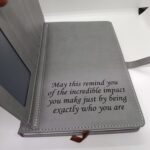 Personalized Grey Notebook and Pen Gift Set | Custom Engraved PU Leather Journal - Image 2