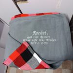 Personalized Fleece Blanket with Embroidery – Buffalo Plaid Sherpa Throw Blanket