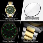 POEDAGAR Green Gold Men's Watch | Waterproof Stainless Steel Quartz Watch - Image 2