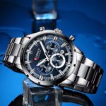 Curren Men's Silver Blue Chronograph Watch