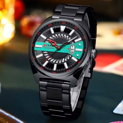 Curren Men's Black Teal Watch