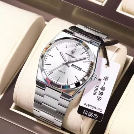 POEDAGAR 101: Precision Men’s Luxury Quartz Watch - Silver with Date
