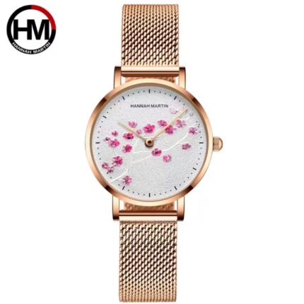 Hannah Martin Floral Rose Gold Watch