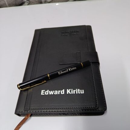 personalized leather notebook and pen set