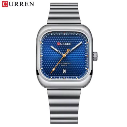 Curren Blue Dial Square Silver Watch