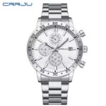 CRRJU Silver Chronograph Men Watch