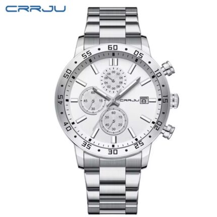 CRRJU Silver Chronograph Men Watch