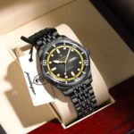 Poedagar Men's Black Stainless Steel Watch