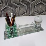 Crystal Glass Executive Desk Organizer Set