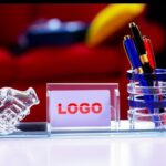 Crystal Handshake Desk Organizer