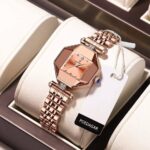 POEDAGAR Rose Gold Faceted Ladies Watch