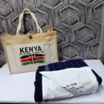 Kenya Jute Tote Bag and Fleece Blanket Set