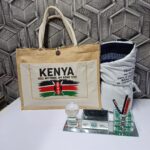 Kenya Jute Tote Bag Fleece Blanket Desk Organizer Gift Set