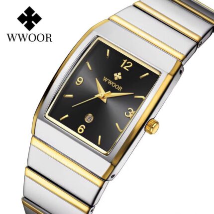 WWOOR Black Square Quartz Watch