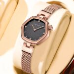 HANNAH MARTIN Rose Gold Black Quartz Watch