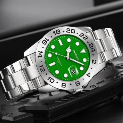SKMEI Silver Green Quartz Watch