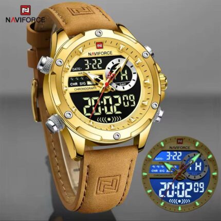 NAVIFORCE Gold Dual Display Watch