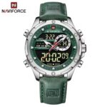 NAVIFORCE Silver Green Dual Display Watch