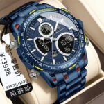 Poedagar Blue Stainless Steel Dual Display Watch