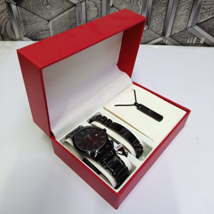 Men's Black Watch Jewelry Set