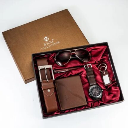 JESOU Men's Brown Gift Set