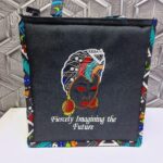 African Print Embroidered Tote Bag
