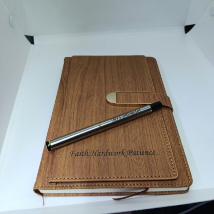 Personalized Wooden Grain Notebook Pen Set