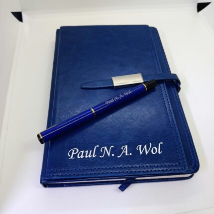 Personalized Blue Leather Diary