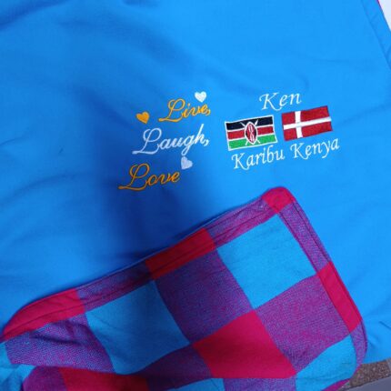personalized blue Maasai blanket