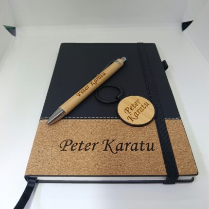 personalized cork notebook gift set
