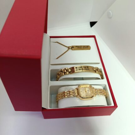 personalized gold watch set for women