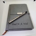 Personalized Grey Leather Diary
