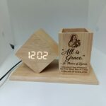 light wood desk organizer clock