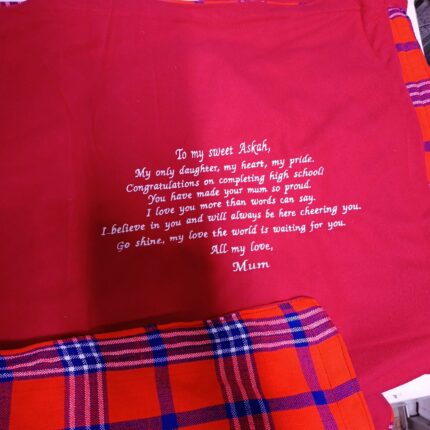personalized red Maasai blanket